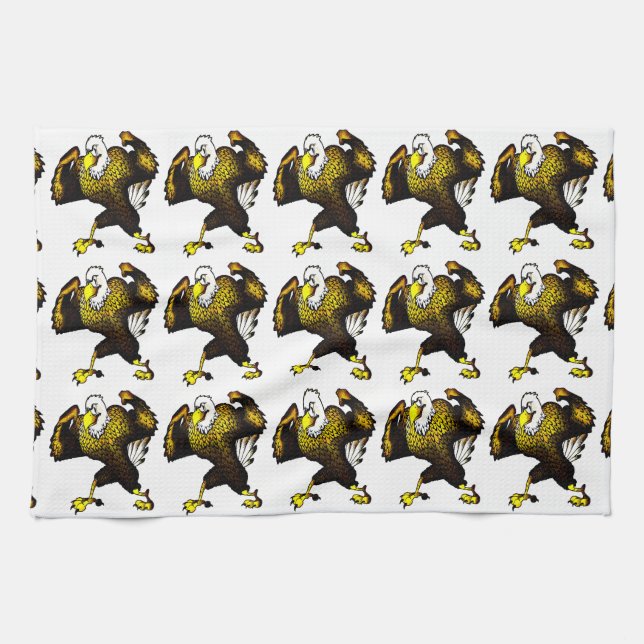 Cartoon Fighting Eagle Kitchen Towel (Horizontal)