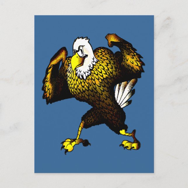 Cartoon Fighting Eagle Postcard (Front)