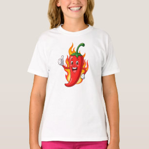 Cartoon Fire Pepper Mascot With Grinning Face T-Shirt