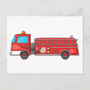 Cartoon Fire Truck/Engine Postcard