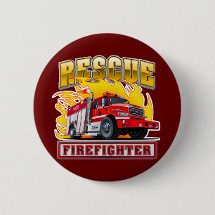 Cartoon Fire Truck T-Shirt 2 Inch Round Button