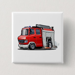 Cartoon firetruck 2 inch square button