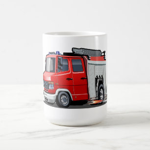 Cartoon firetruck coffee mug