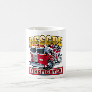 Cartoon firetruck coffee mug