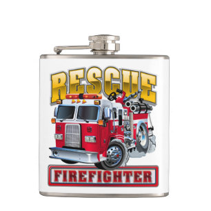 Cartoon firetruck hip flask