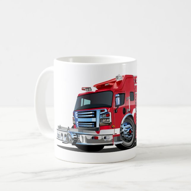 Cartoon firetruck T-Shirt Coffee Mug (Front Left)