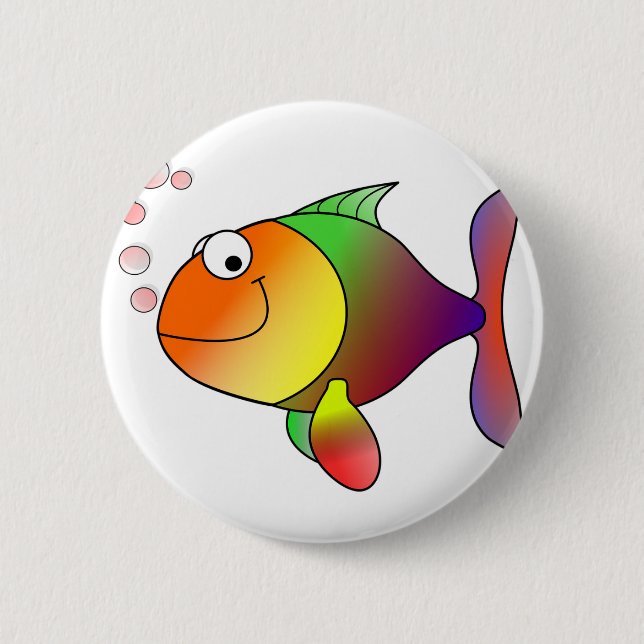 Cartoon Fish 2 Inch Round Button (Front)
