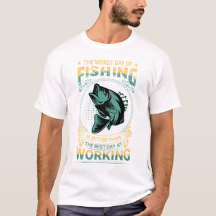 Cartoon fish holding fishing rod with humourous mo T-Shirt