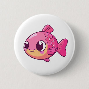 Cartoon fish illustration 2 inch round button