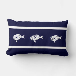 cartoon fish   on navy blue pillow