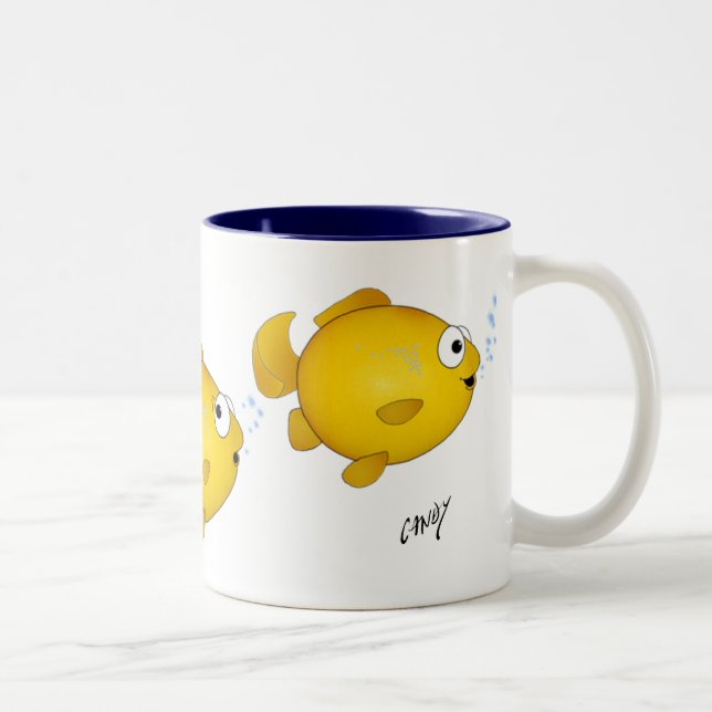 Cartoon fish. Two-Tone coffee mug (Right)