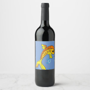 cartoon fish wine label