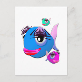 Cartoon Fish with BIg Lips and Eyelashes Postcard