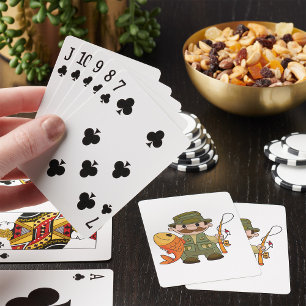 Cartoon Fisherman with Big Catch Funny Fishing  Playing Cards
