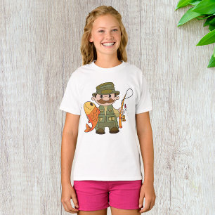 Cartoon Fisherman with Big Catch Funny Fishing  T-Shirt