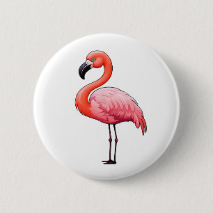 Cartoon flamingo illustration 2 inch round button