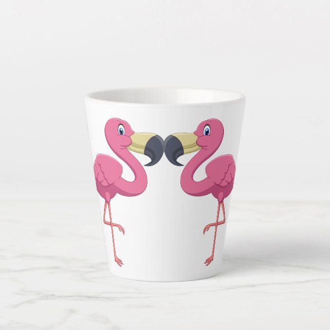 Cartoon Flamingos Personalize Latte Mug (Front)