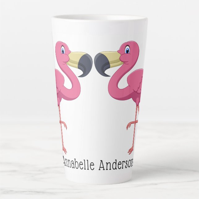 Cartoon Flamingos Personalize Latte Mug (Front)