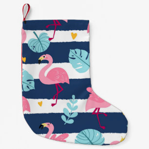 Cartoon Flamingos: Summer Tropical Vintage. Small Christmas Stocking