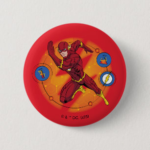 Cartoon Flash Laboratory Running Graphic 2 Inch Round Button