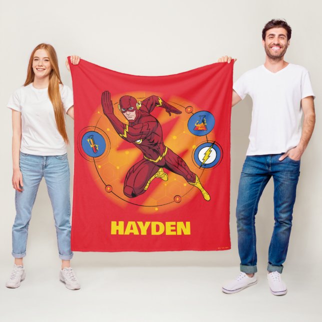 Cartoon Flash Laboratory Running Graphic Fleece Blanket (In Situ)