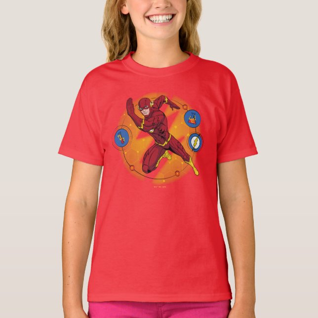 Cartoon Flash Laboratory Running Graphic T-Shirt (Front)