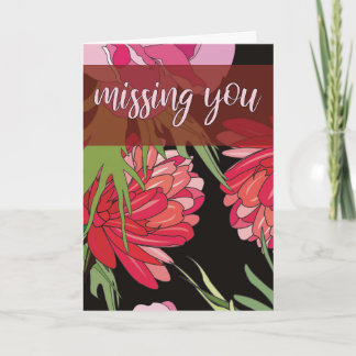 Cartoon Floral Missing You Card