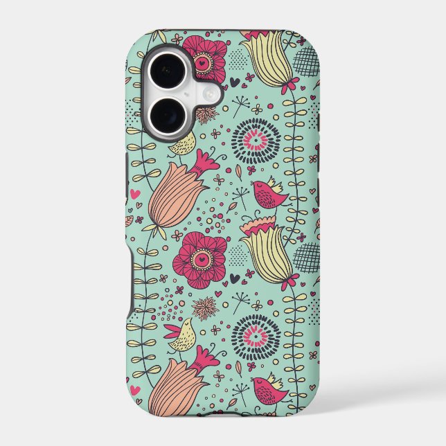 Cartoon floral pattern with birds (Back)