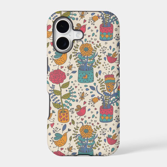 Cartoon floral pattern with birds 2 (Back)