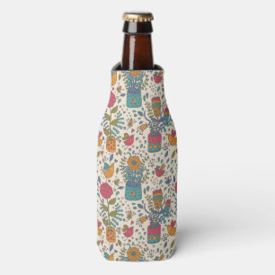Cartoon floral pattern with birds 2 bottle cooler