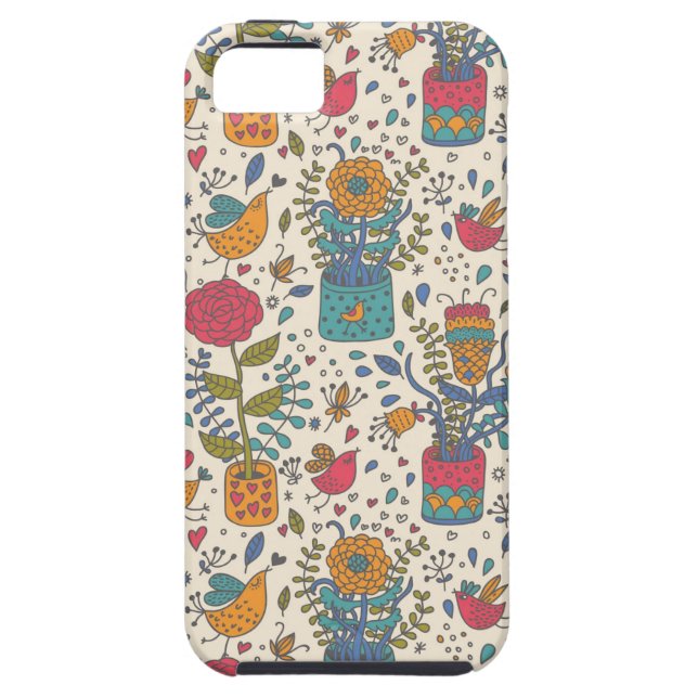 Cartoon floral pattern with birds 2 Case-Mate iPhone case (Back)
