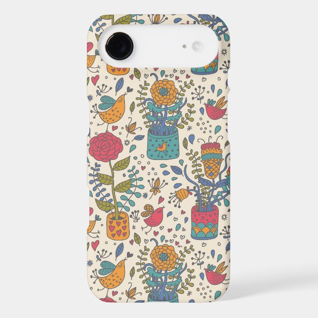Cartoon floral pattern with birds 2 Case-Mate iPhone case (Back)