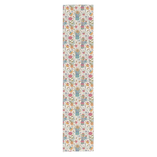 Cartoon floral pattern with birds 2 short table runner (Front)