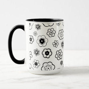 cartoon flowers coffee mug