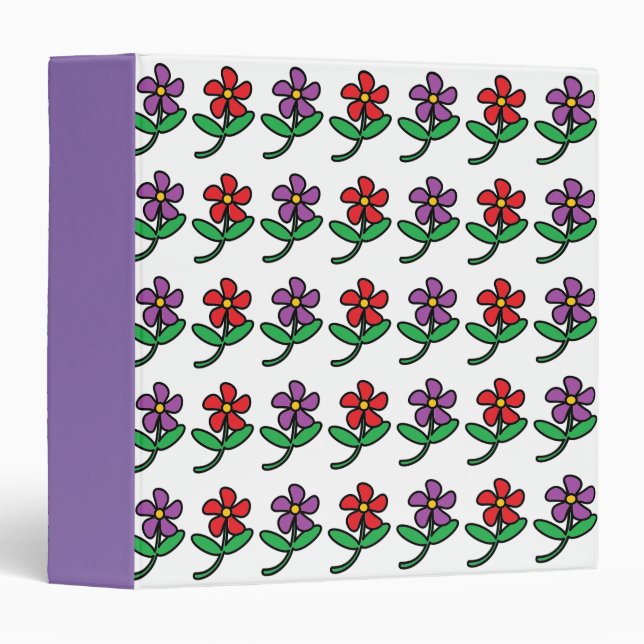 Cartoon Flowers Colourful Cute Binder (Front/Spine)