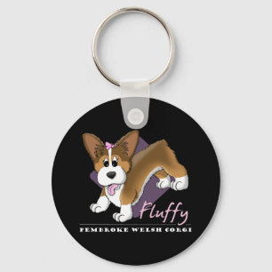 Cartoon Fluffy Pembroke Welsh Corgi Keychain