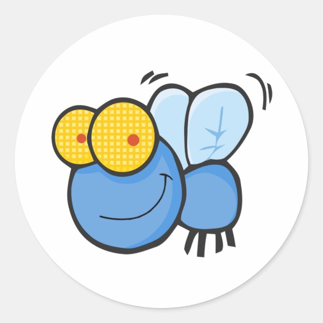Cartoon Fly Classic Round Sticker (Front)