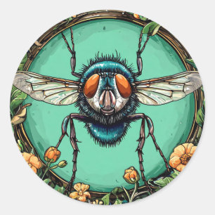 Cartoon fly classic round sticker