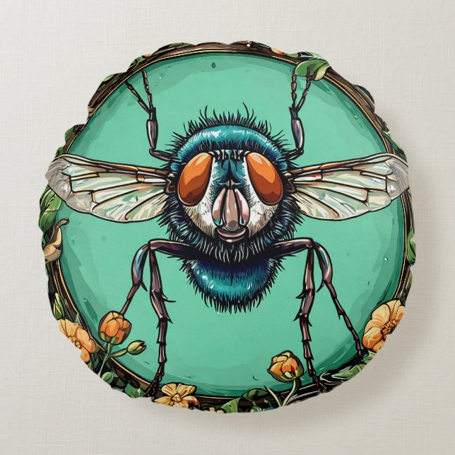 Cartoon Fly Round Pillow (Front)