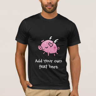 Cartoon Flying pig customisable text T-Shirt