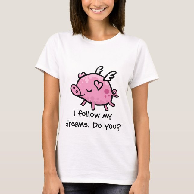Cartoon Flying pig customizable text T-Shirt (Front)