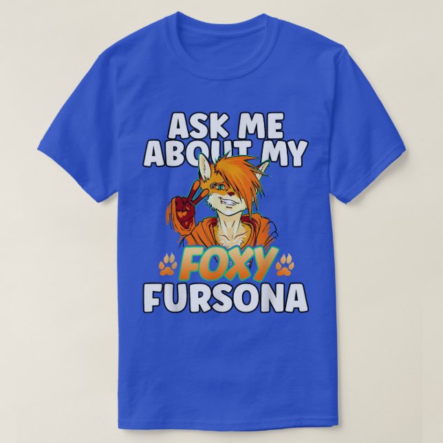 Cartoon Fo With Cute Furry Fersona Fursuit Funny F T-Shirt (Design Front)