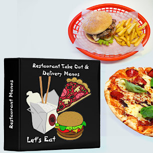 Cartoon Foods Black Take out Menu Classeur