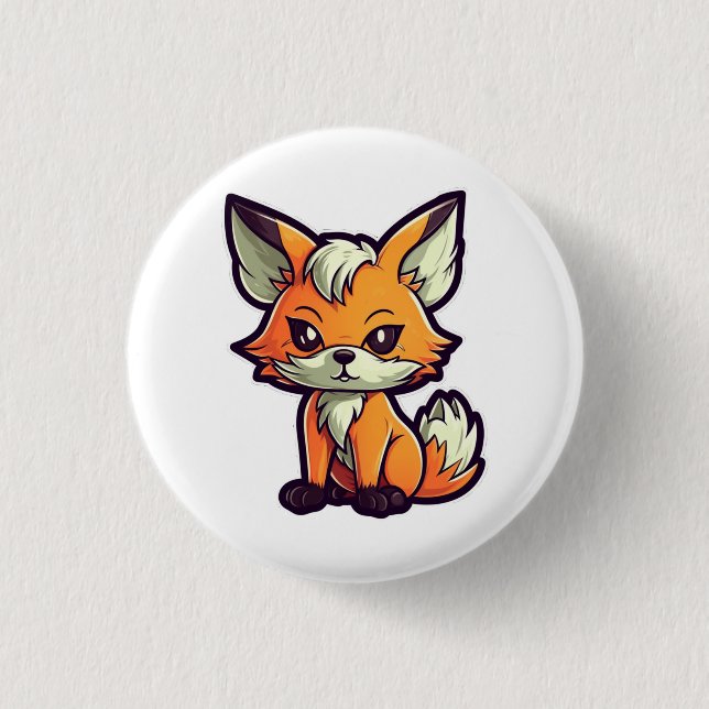 CARTOON FOX 1 INCH ROUND BUTTON (Front)