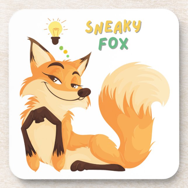 Cartoon fox and a long bushy tail  coaster (Front)