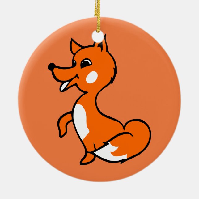 Cartoon Fox Ceramic Ornament (Back)
