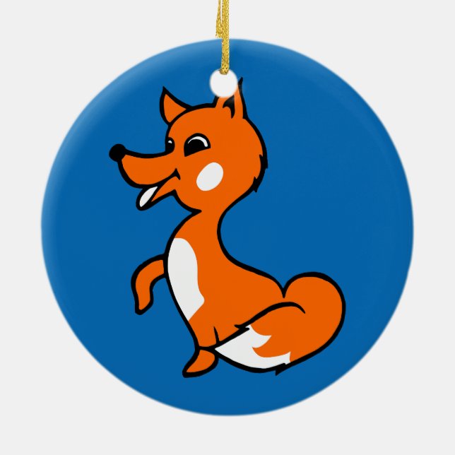 Cartoon Fox Ceramic Ornament (Back)