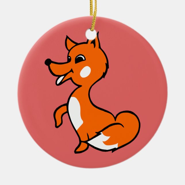 Cartoon Fox Ceramic Ornament (Front)