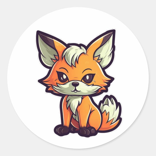 CARTOON FOX CLASSIC ROUND STICKER (Front)