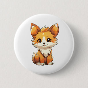 Cartoon fox illustration 2 inch round button